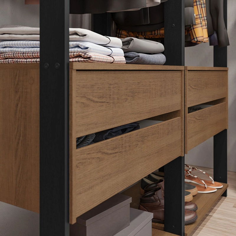 CLOSET ABIERTO MADESA VALENCIA 258 CM 4 CAJONES 03 MARRON/NEGRO - 6