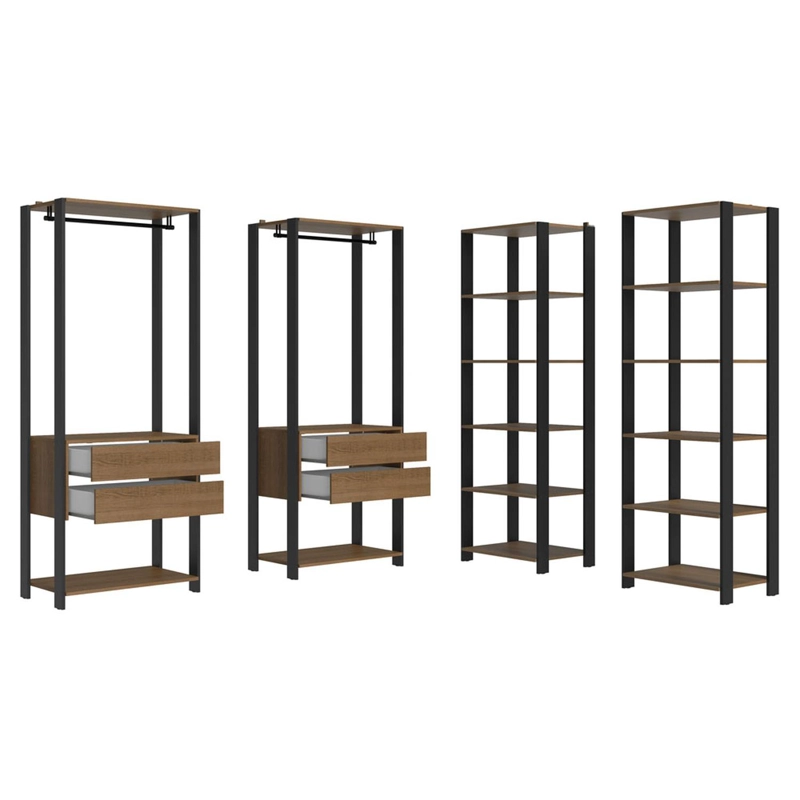 CLOSET ABIERTO MADESA VALENCIA 258 CM 4 CAJONES 03 MARRON/NEGRO - 7