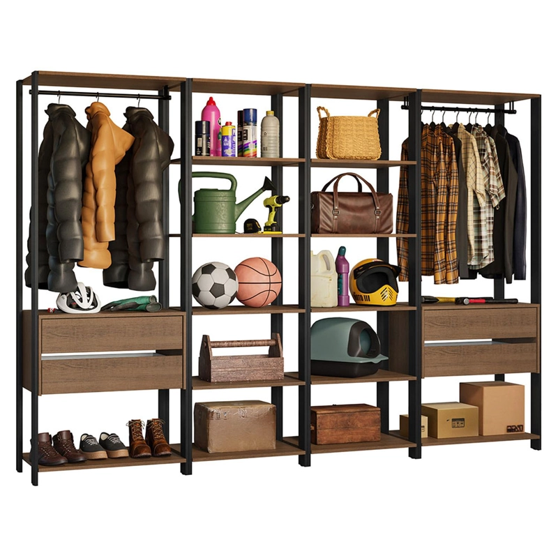 ESTANTE MULTIUSO MADESA 258 CM 14 REPISAS 4 CAJONES MARRON/NEGRO - 2