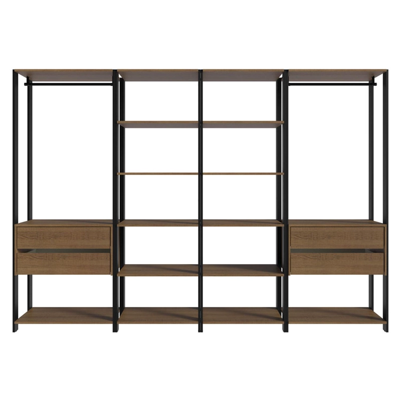 ESTANTE MULTIUSO MADESA 258 CM 14 REPISAS 4 CAJONES MARRON/NEGRO - 8