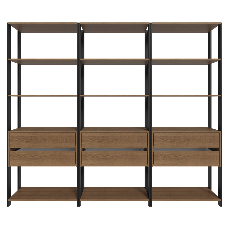ESTANTE LIBRERO MADESA 210 CM 12 REPISAS 6 CAJONES MARRON/NEGRO - 6