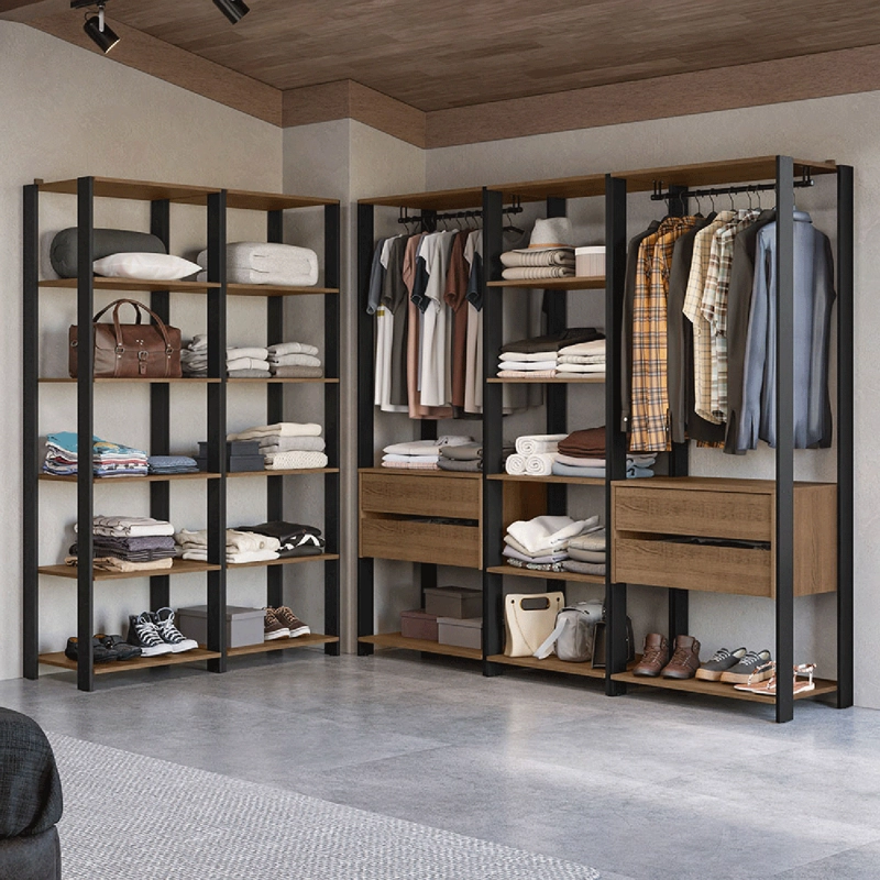 CLOSET ABIERTO MADESA VALENCIA 317 CM 4 CAJONES MARRON/NEGRO - 2