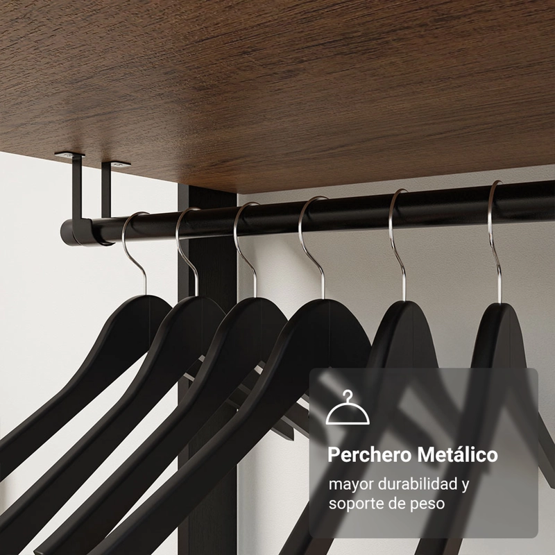 CLOSET ABIERTO MADESA VALENCIA 317 CM 4 CAJONES MARRON/NEGRO - 8