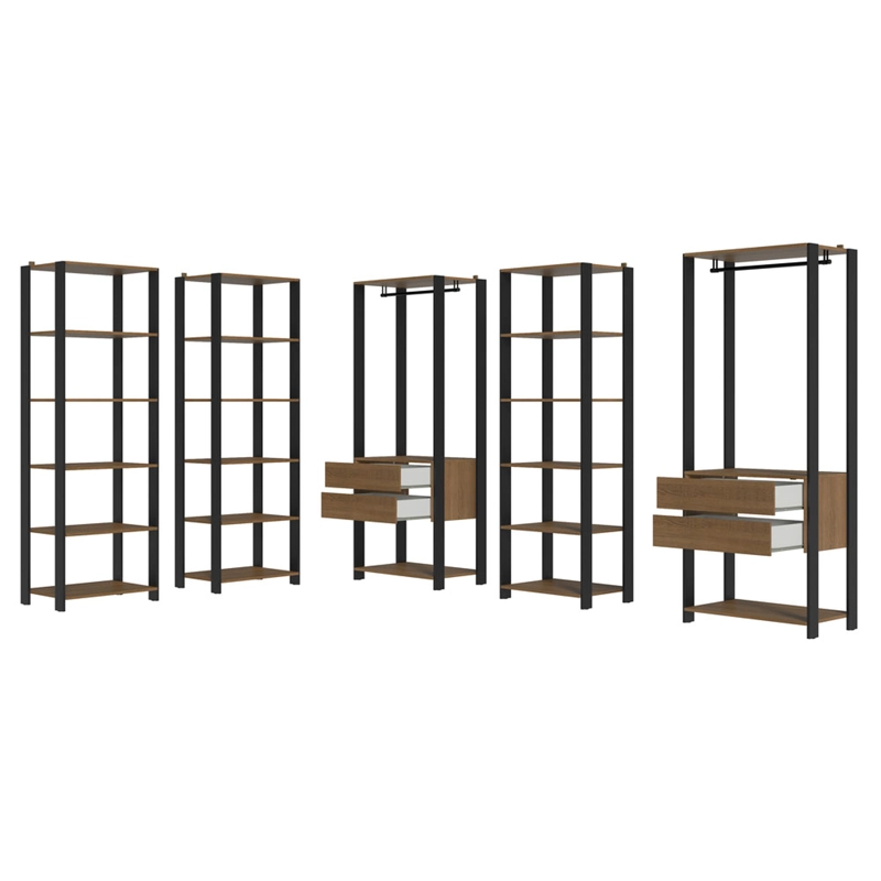 CLOSET ABIERTO MADESA VALENCIA 317 CM 4 CAJONES MARRON/NEGRO - 9
