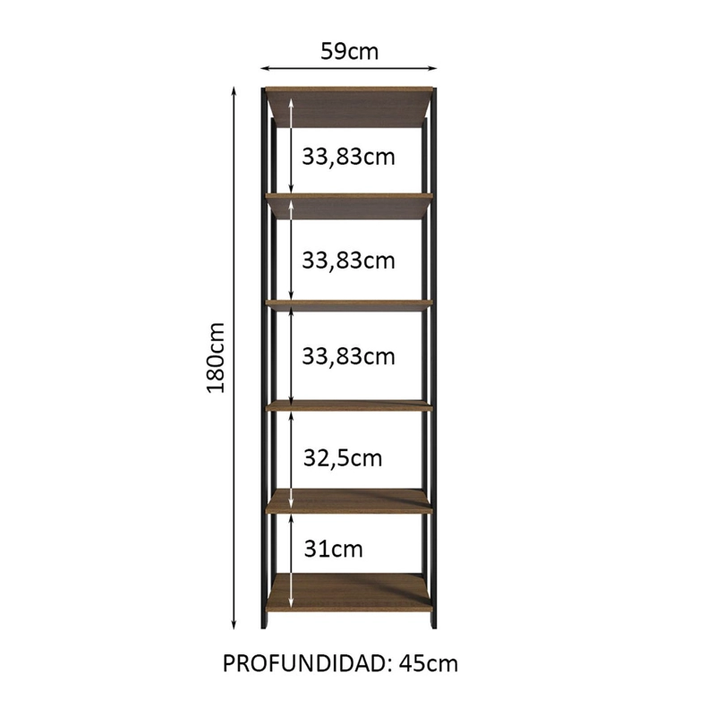 ESTANTE ORGANIZADOR MADESA 59 CM 5 REPISAS MARRON/NEGRO - 3
