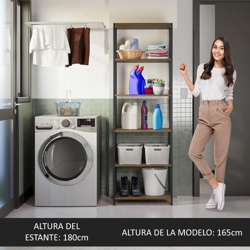 ESTANTE ORGANIZADOR MADESA 59 CM 5 REPISAS MARRON/NEGRO - 4