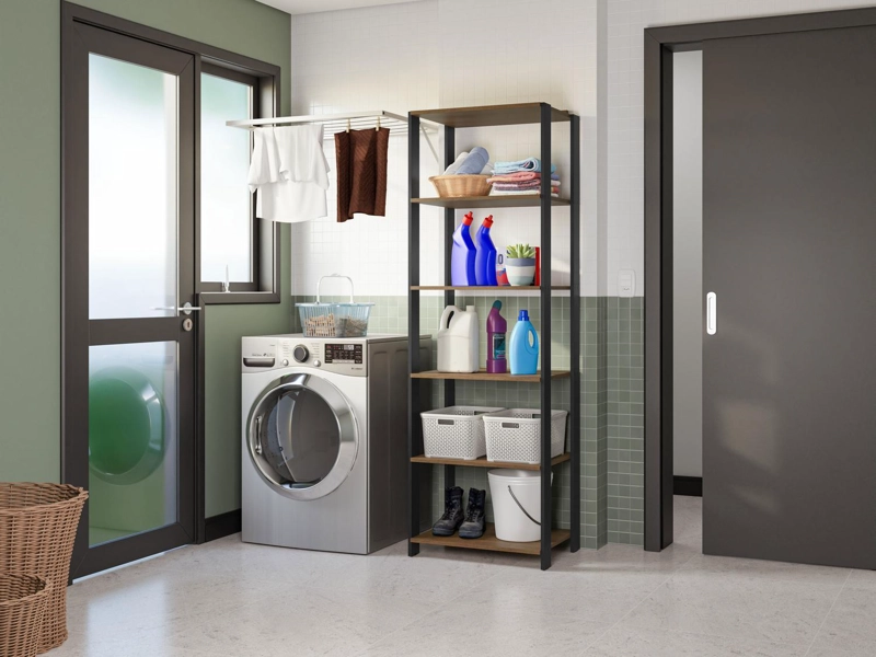ESTANTE ORGANIZADOR MADESA 59 CM 5 REPISAS MARRON/NEGRO - 9