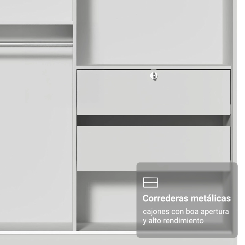 CLOSET MADESA LUKE 2 PUERTAS CORREDIZAS CON ESPEJOS BLANCO - 6
