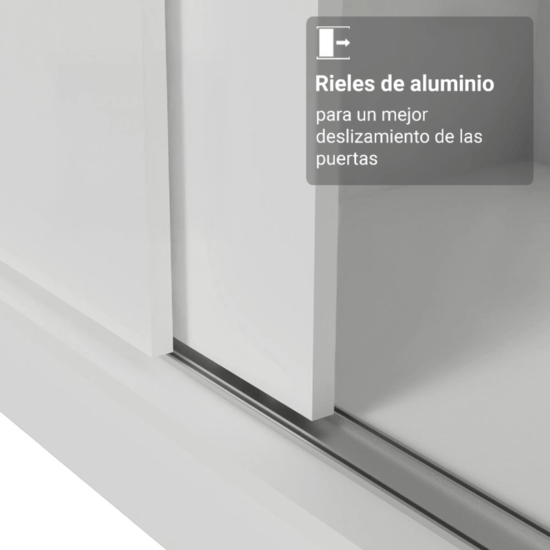 CLOSET MADESA LUKE 2 PUERTAS CORREDIZAS CON ESPEJOS BLANCO - 8
