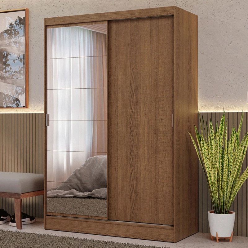 CLOSET MADESA MAX 2 PUERTAS CORREDIZAS CON 1 ESPEJO MARRON - 1