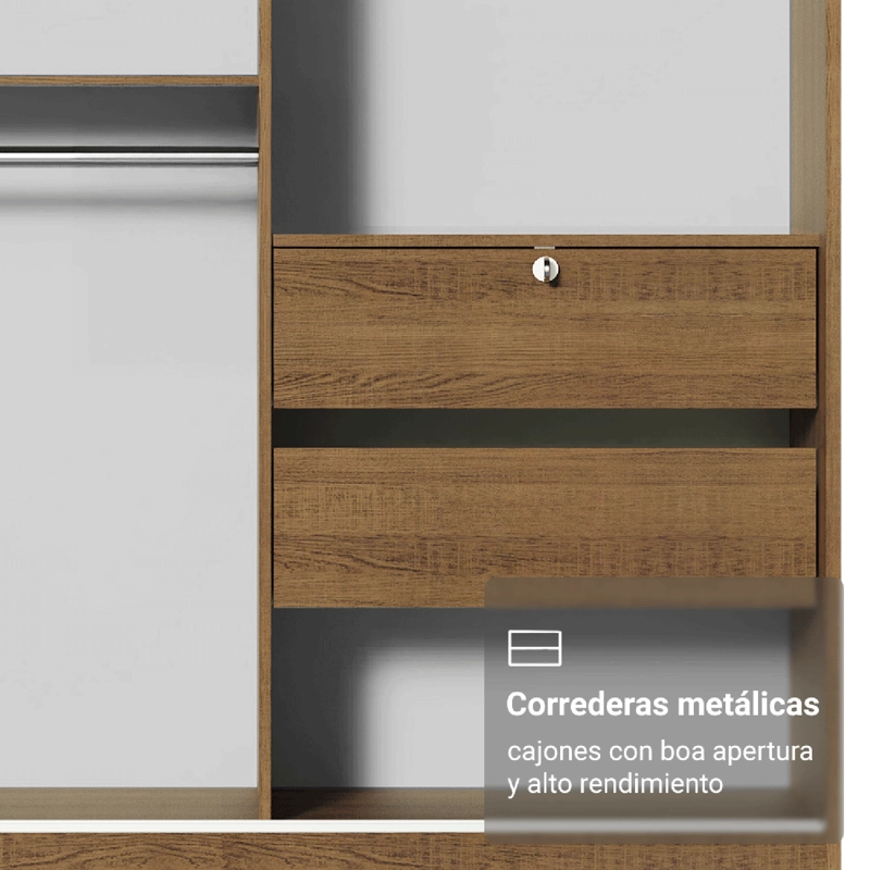 CLOSET MADESA MAX 2 PUERTAS CORREDIZAS CON 1 ESPEJO MARRON - 4