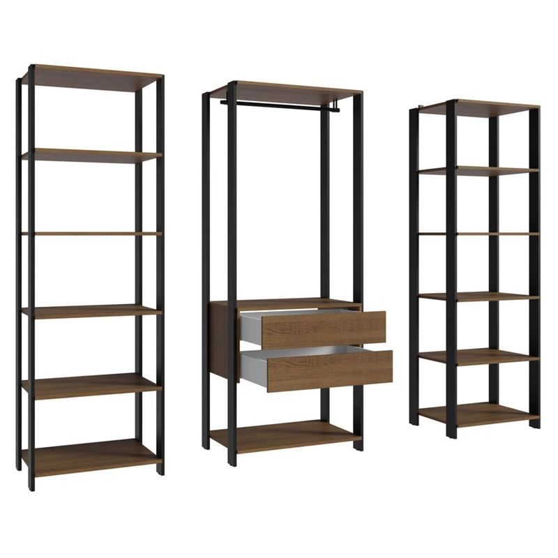 CLOSET ABIERTO MADESA VALENCIA 188 CM 2 CAJONES MARRON/NEGRO - 5