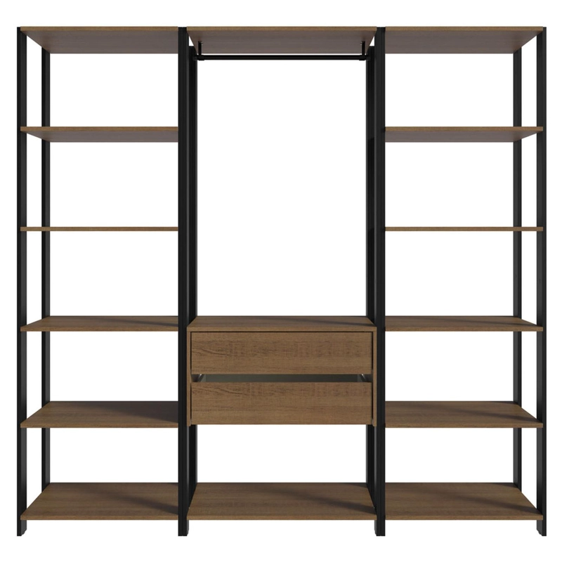 CLOSET ABIERTO MADESA VALENCIA 188 CM 2 CAJONES MARRON/NEGRO - 7