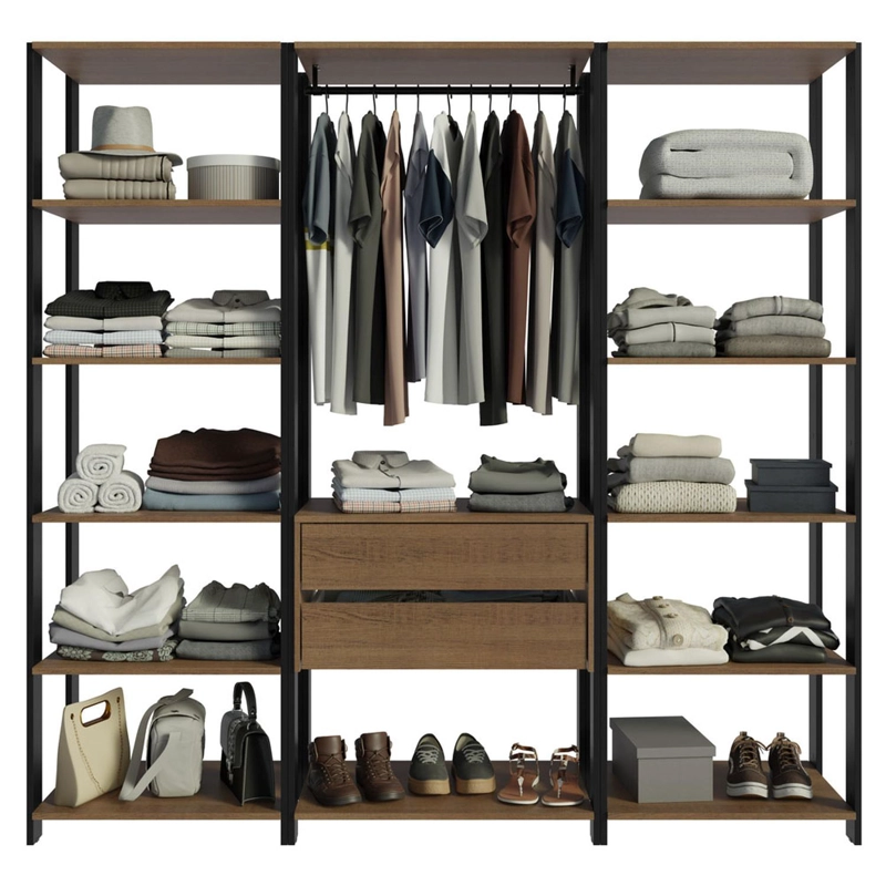 CLOSET ABIERTO MADESA VALENCIA 188 CM 2 CAJONES MARRON/NEGRO - 8