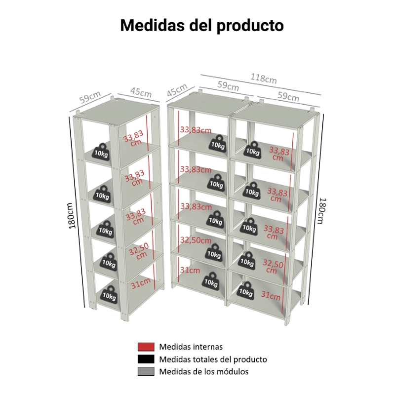 ESTANTE DESPENSA DE COCINA ESQUINERA MADESA 177 CM 15 REPISAS MARRON/NEGRO - 3