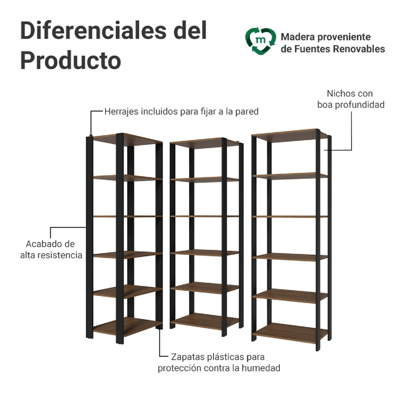 ESTANTE DESPENSA DE COCINA ESQUINERA MADESA 177 CM 15 REPISAS MARRON/NEGRO - 4