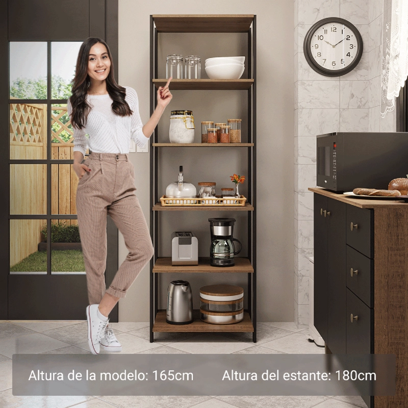 ESTANTE MULTIUSO MADESA 59 CM 5 REPISAS MARRON/NEGRO - 4