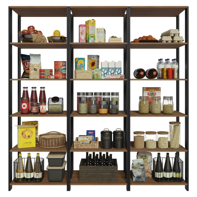 ESTANTE DESPENSA DE COCINA MADESA 177 CM 15 REPISAS MARRON/NEGRO - 5