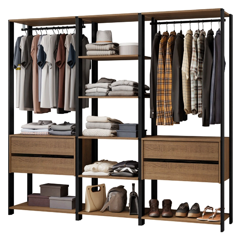 CLOSET ABIERTO MADESA VALENCIA 199 CM 4 CAJONES MARRON/NEGRO - 2
