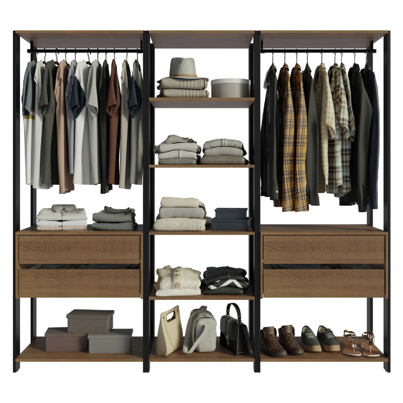 CLOSET ABIERTO MADESA VALENCIA 199 CM 4 CAJONES MARRON/NEGRO - 5