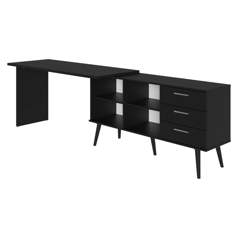 ESCRITORIO ESQUINERO MADESA LISBOA 3 CAJONES NEGRO - 8