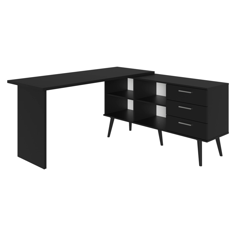 ESCRITORIO ESQUINERO MADESA LISBOA 3 CAJONES NEGRO - 9