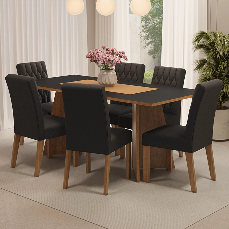 JUEGO DE COMEDOR MADESA MADISON MARRON/NEGRO/OXFORD - 1
