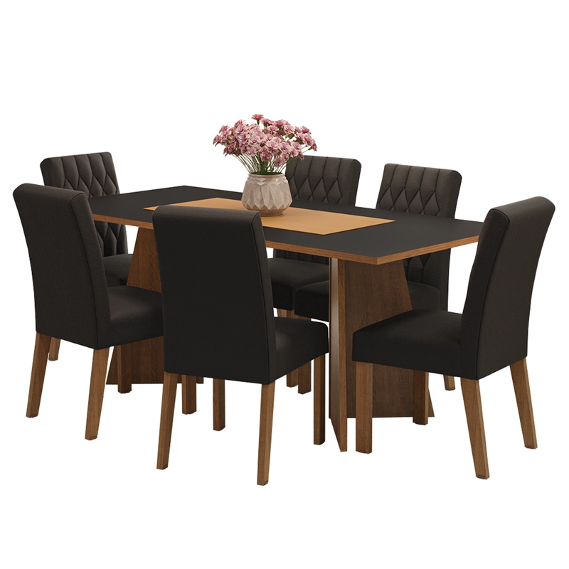 JUEGO DE COMEDOR MADESA MADISON MARRON/NEGRO/OXFORD - 2