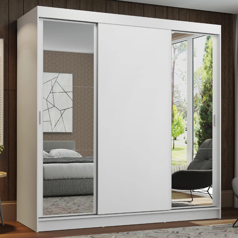 CLOSET MADESA RENO 3 PUERTAS CORREDIZAS CON 2 ESPEJOS BLANCO