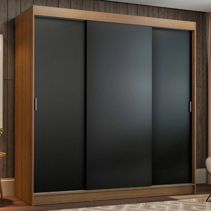CLOSET MADESA RENO 3 PUERTAS CORREDIZAS MARRON/NEGRO - 1