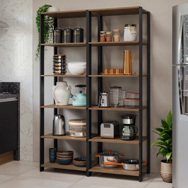 ESTANTE MULTIUSO MADESA 118 CM 10 REPISAS MARRON/NEGRO - 1