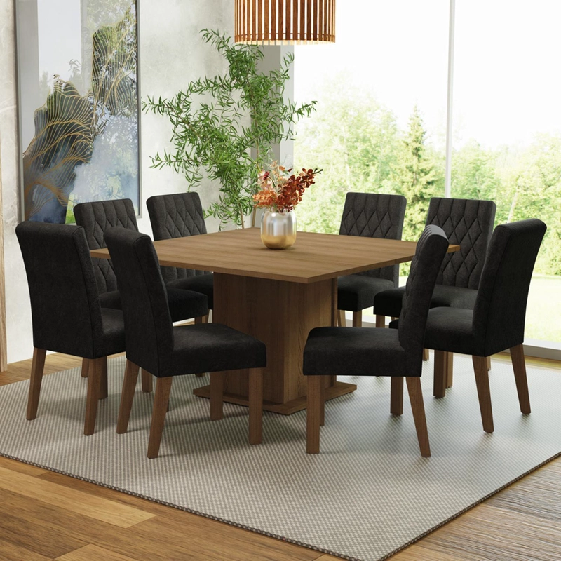 JUEGO DE COMEDOR MADESA LEILA CON 8 SILLAS MARRON/OXFORD - 1