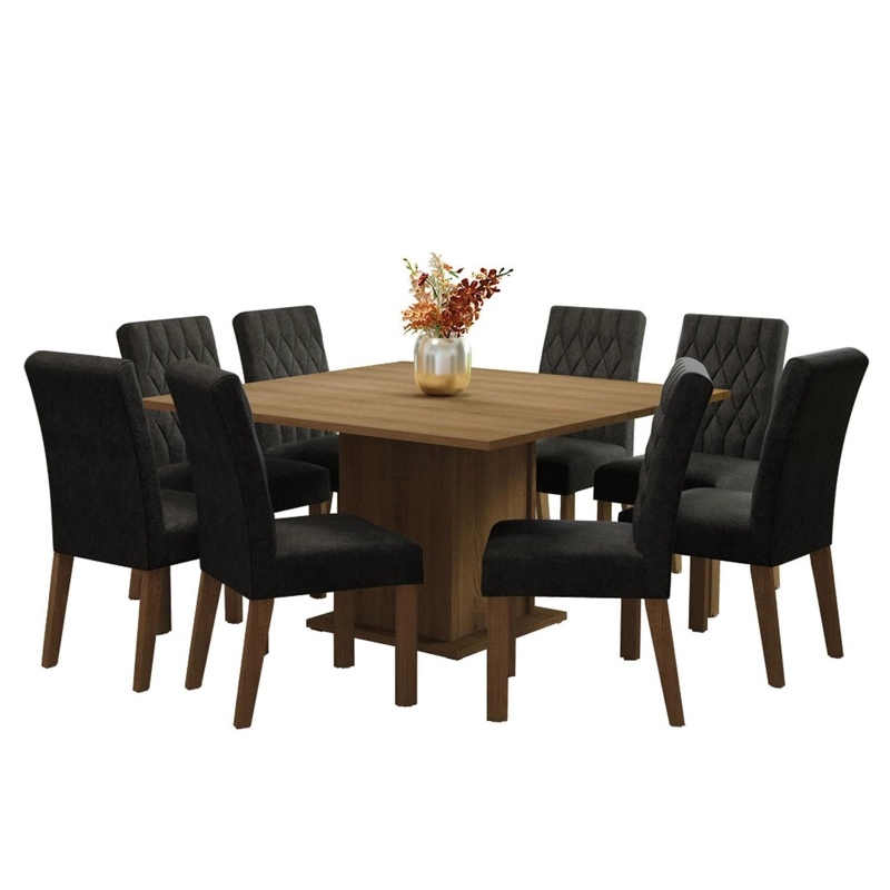 JUEGO DE COMEDOR MADESA LEILA CON 8 SILLAS MARRON/OXFORD - 2