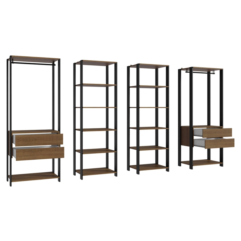 CLOSET ABIERTO MADESA VALENCIA 258 CM 4 CAJONES 02 MARRON/NEGRO - 8
