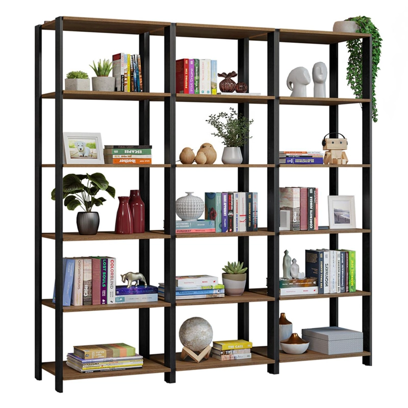 ESTANTE LIBRERO MADESA 177 CM 15 REPISAS MARRON/NEGRO - 2
