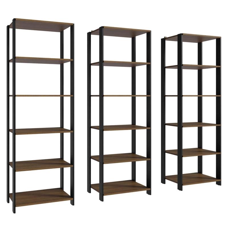 ESTANTE LIBRERO MADESA 177 CM 15 REPISAS MARRON/NEGRO - 4