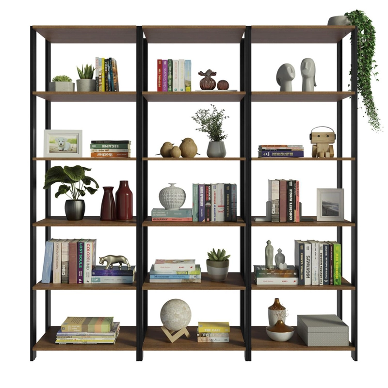 ESTANTE LIBRERO MADESA 177 CM 15 REPISAS MARRON/NEGRO - 7