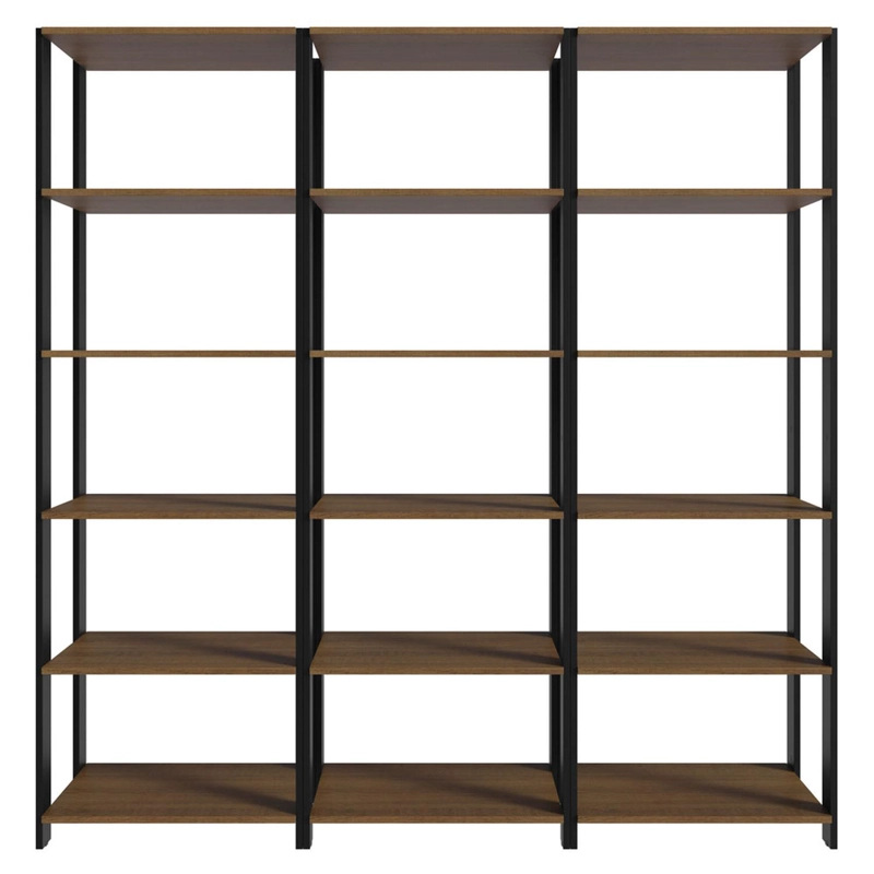 ESTANTE LIBRERO MADESA 177 CM 15 REPISAS MARRON/NEGRO - 8