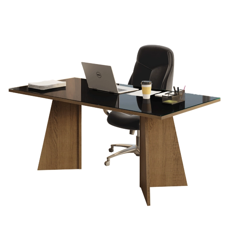 ESCRITORIO EJECUTIVO DE OFICINA MADESA 5388 CUBIERTA VIDRIO 180 CM NEGRO - 2