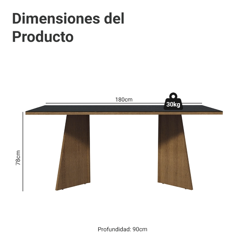ESCRITORIO EJECUTIVO DE OFICINA MADESA 5388 CUBIERTA VIDRIO 180 CM NEGRO - 3