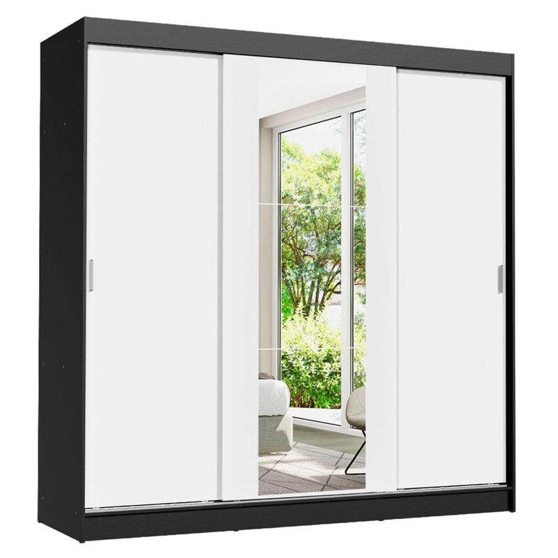 CLOSET MADESA RENO 3 PUERTAS CON 1 ESPEJO NEGRO/BLANCO - 1