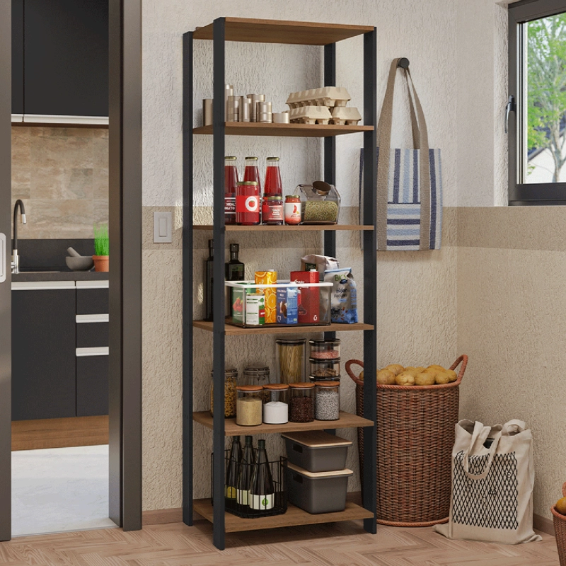 ESTANTE DESPENSA DE COCINA MADESA 59 CM 5 REPISAS MARRON/NEGRO - 1