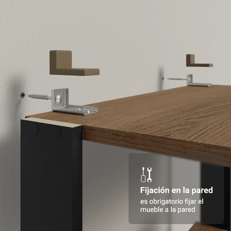 ESTANTE DESPENSA DE COCINA MADESA 59 CM 5 REPISAS MARRON/NEGRO - 7