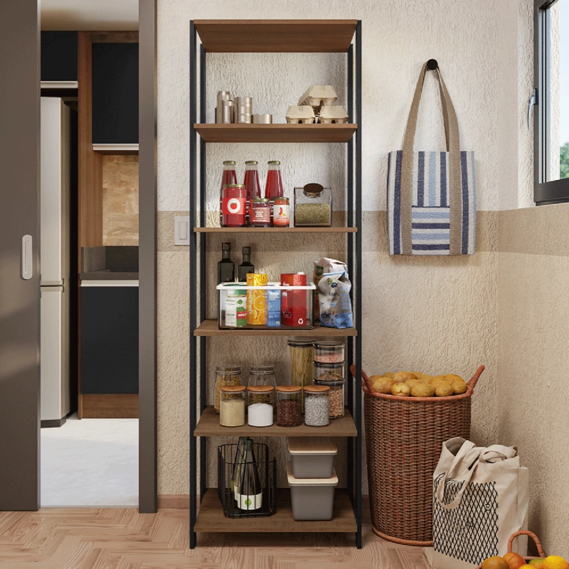 ESTANTE DESPENSA DE COCINA MADESA 59 CM 5 REPISAS MARRON/NEGRO - 9
