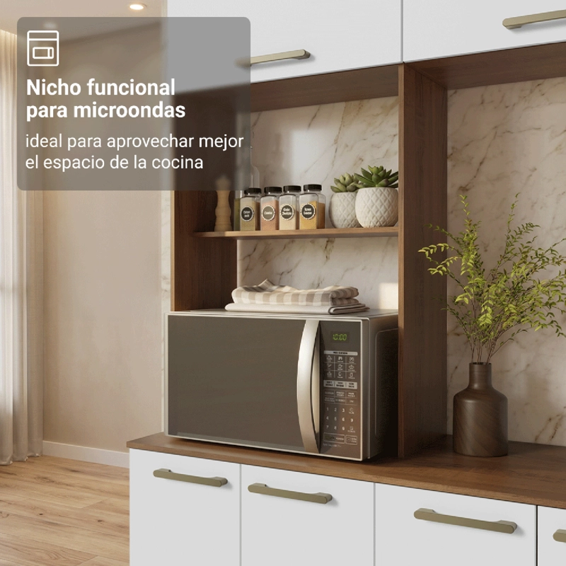 TORRE PARA HORNO Y MICROONDAS MADESA LILLE 60 CM 3 PUERTAS MARRON/BLANCO - 6