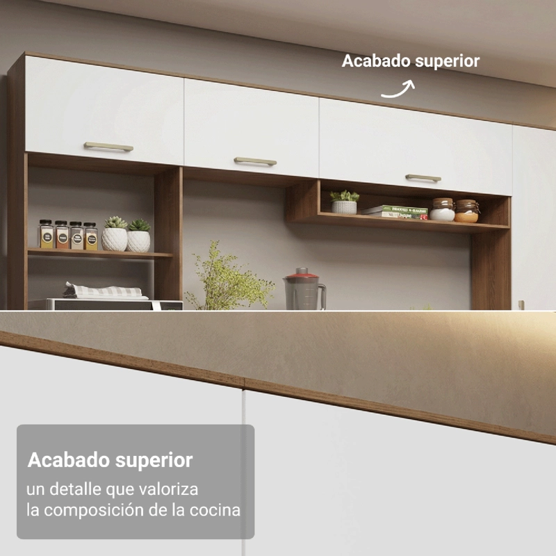 TORRE PARA HORNO Y MICROONDAS MADESA LILLE 60 CM 3 PUERTAS MARRON/BLANCO - 7
