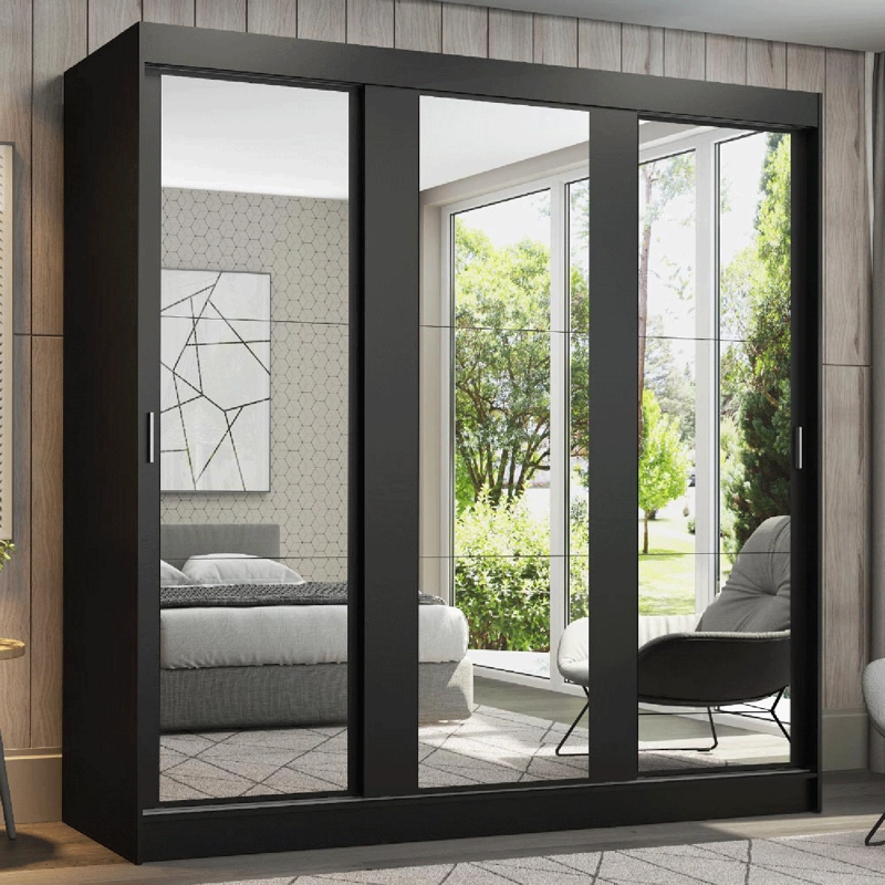 CLOSET MADESA RENO 3 PUERTAS CORREDIZAS CON ESPEJOS NEGRO