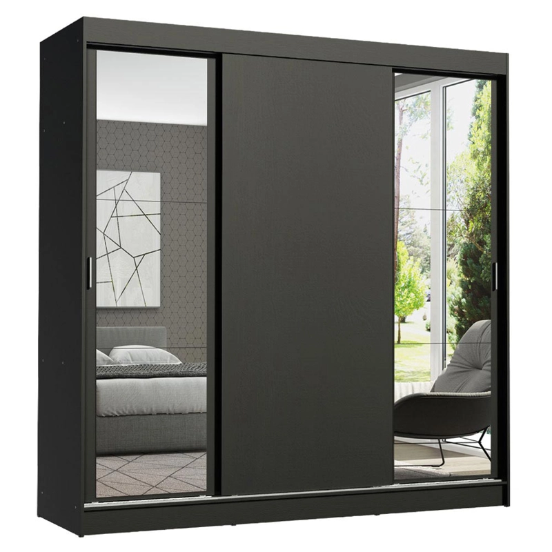 CLOSET MADESA RENO 3 PUERTAS CORREDIZAS CON 2 ESPEJOS NEGRO - 1