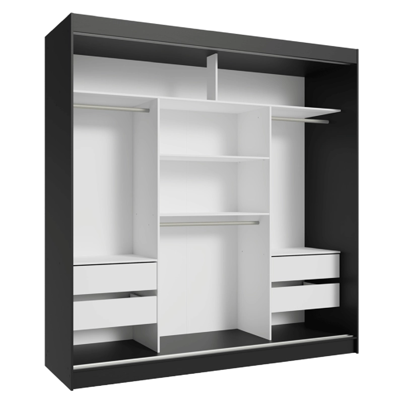 CLOSET MADESA RENO 3 PUERTAS CORREDIZAS CON 2 ESPEJOS NEGRO - 6