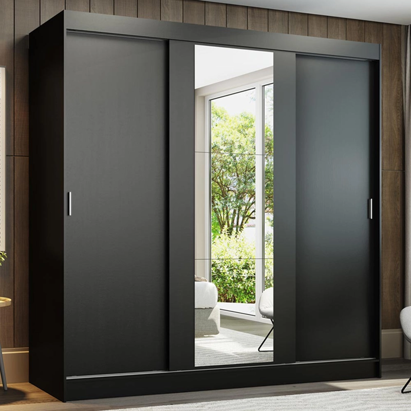 CLOSET MADESA RENO 3 PUERTAS CORREDIZAS CON 1 ESPEJO NEGRO - 1